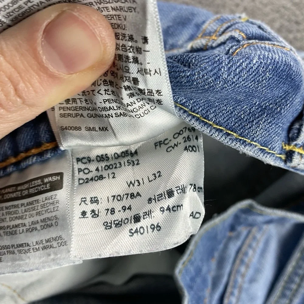 Levis 510‎ Skinny Jeans Mens 31x32 Blue Medium Wash Mid Rise Distressed